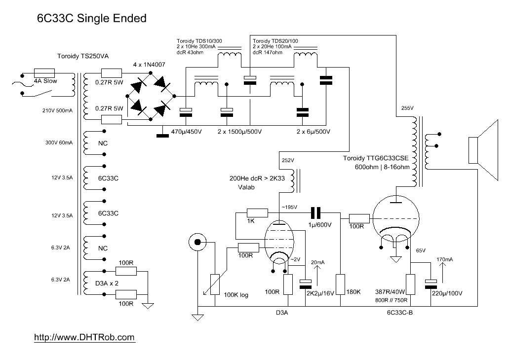 Diagram 6C33C Single Ended with D3A driver