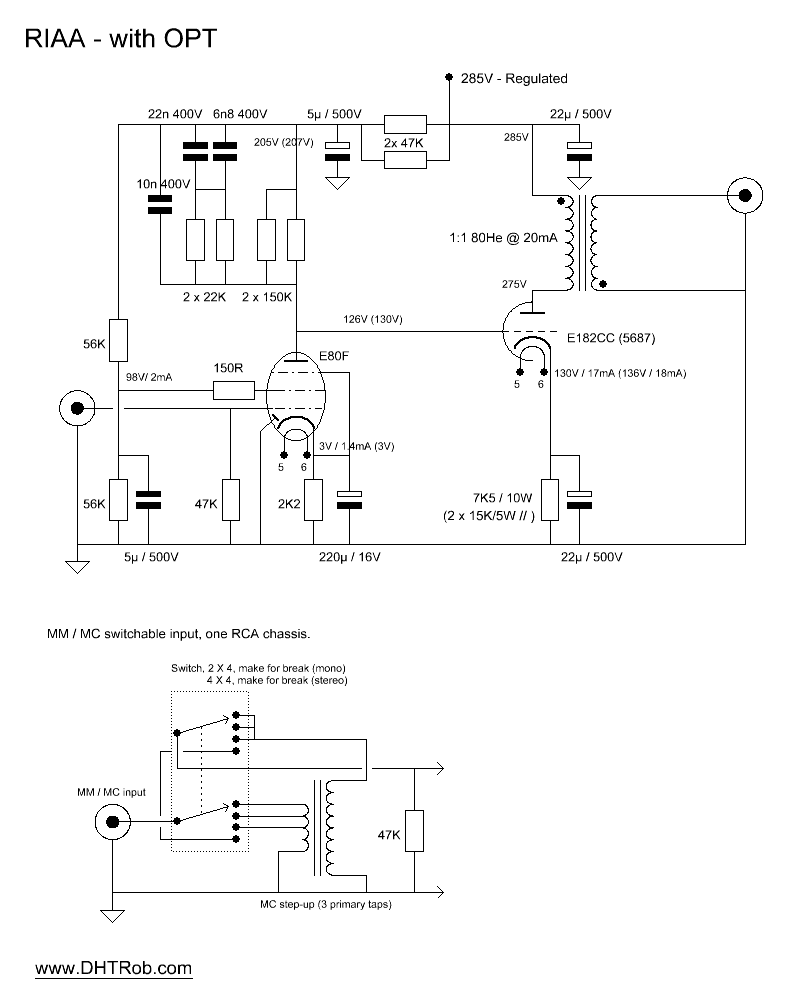 RIAA-amplifier for MM and MC