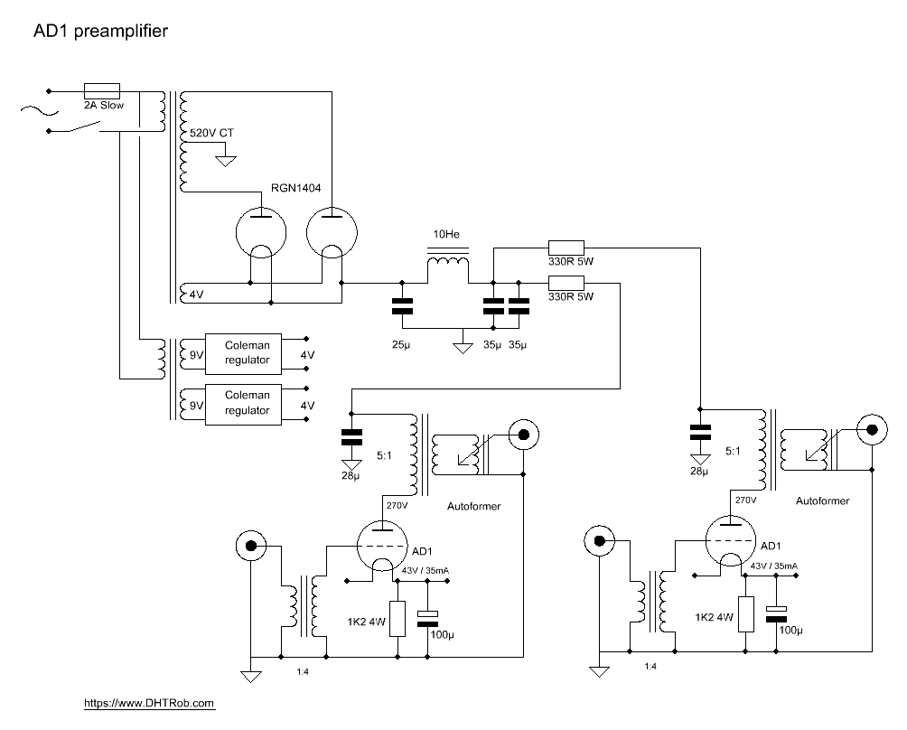 DHTRob AD1 preamplifier schematic