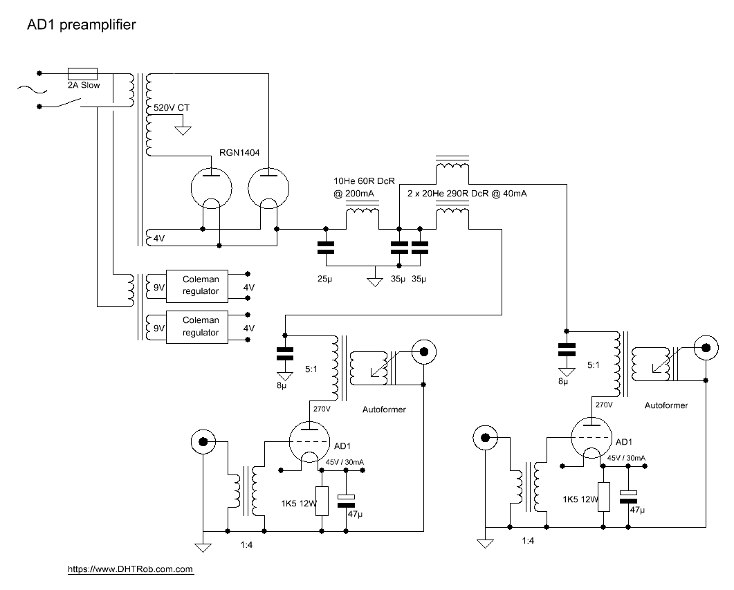 DHTRob AD1 preamplifier schematic