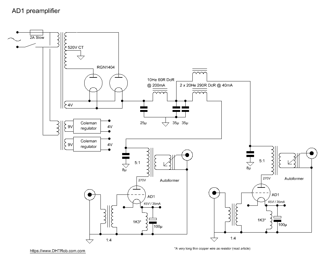 DHTRob AD1 preamplifier schematic